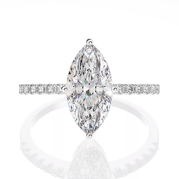Jewelry - 925 Sterling Silver SONA Diamond Marquise Engagement Ring